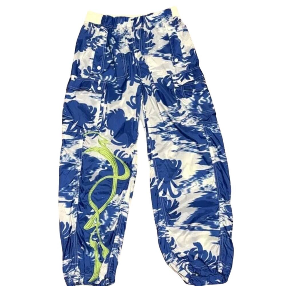 NWT Free People FP Movement Color Burst Embroidered Hike Pants Small Blue White - Picture 2 of 10